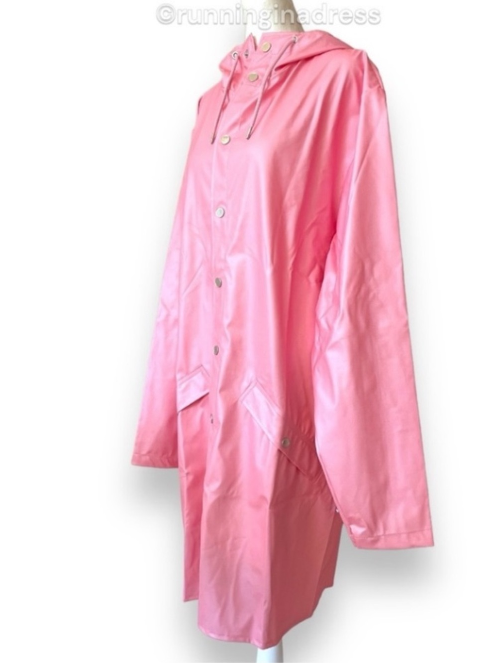 NWT RAINS Pink Sky Long Jacket Waterproof Unisex Rain Coat Medium M - Picture 6 of 16